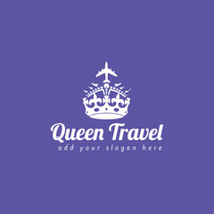royal queen travel and talk chat logo design vector