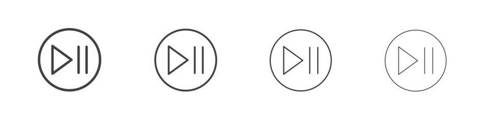 Play pause icon outlines - vector simple illustration