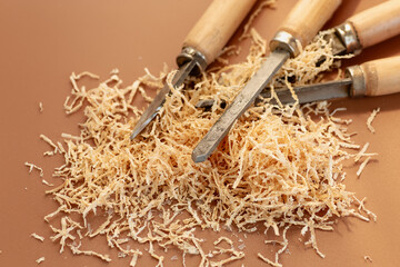 Chisel and wood in process