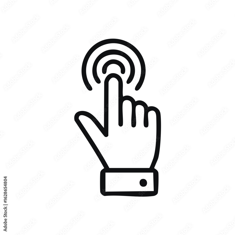 Poster touch gesture icon representing finger pressing with concentric circles