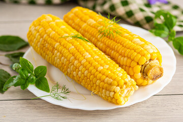 Sweet young corn golden queen of summer dinner
