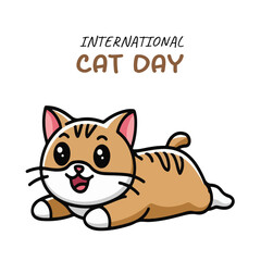 Cute cats and funny kitten doodle vector set. Happy international cat day characters design collection, isolated on white background. International cat day illustration.