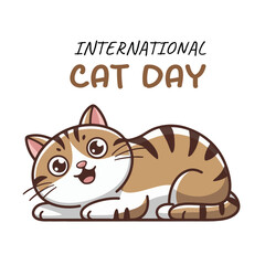 Cute cats and funny kitten doodle vector set. Happy international cat day characters design collection, isolated on white background. International cat day illustration.