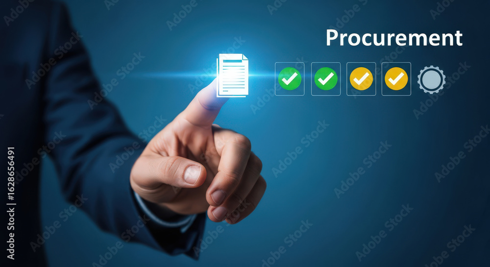 Poster streamlined procurement process management concept digital checklist for efficient supply chain and 