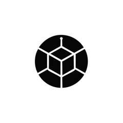 Obraz premium Abstract geometric black and white sphere and cube vector illustration, minimalist design