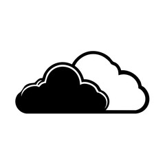 Fototapeta premium Black and white cloud silhouette illustration. Modern weather icon or logo
