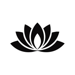 Simple black lotus flower graphic symbol for yoga, wellness, and spiritual design