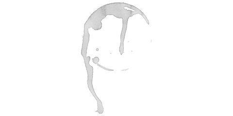 Gray coffee circle, abstract hand-drawn ink stain with drips and artistic texture perfect for rustic beverage-themed designs and creative decorative compositions
