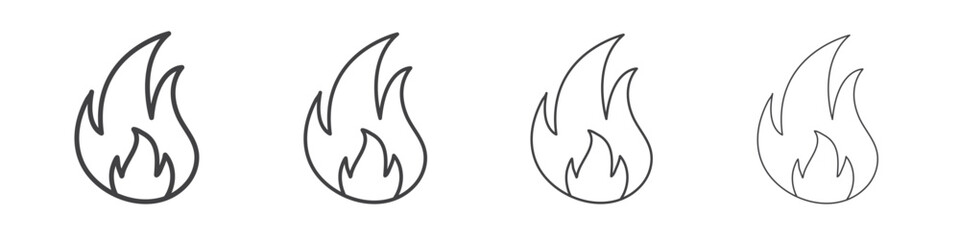 Flame icon outlines - vector simple illustration