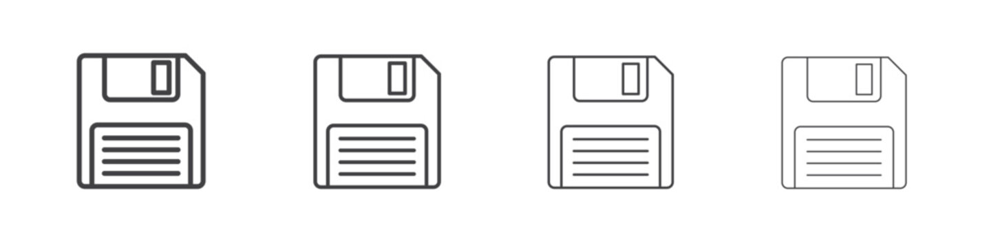 Floppy disk icon outlines - vector simple illustration