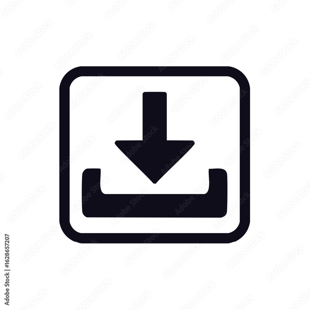 Aufkleber black download arrow icon inside a rounded square representing data transfer and saving