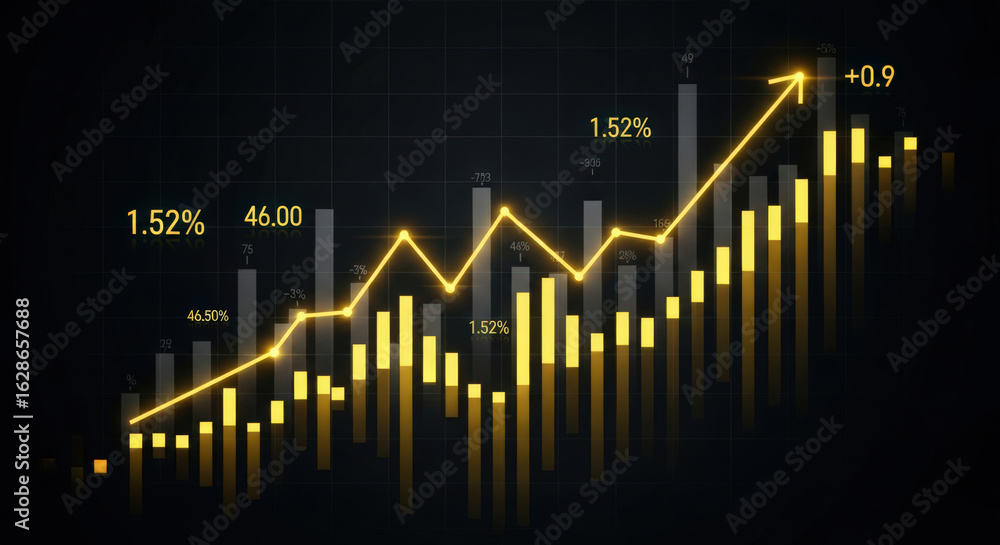 Poster dynamic financial growth chart with upward trend a visual representation of investment success and m