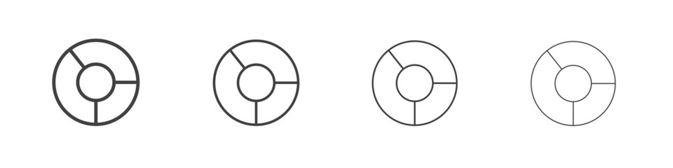 Donut chart icon outlines - vector simple illustration