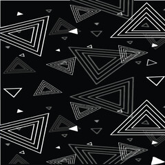 Futuristic Geometric Triangle Pattern. This modern vector pattern showcases white outlined triangles on a deep black background, creating a sleek and stylish geometric design. 