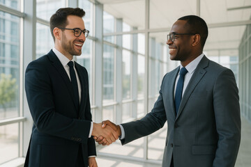 Fototapeta premium men shaking hands in an office.