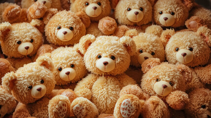 Collection of soft teddy bears gathered in a cozy display