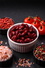 Red beans canned as an ingredient for cooking healthy or vegetarian food. Canned beans