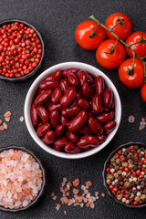 Red beans canned as an ingredient for cooking healthy or vegetarian food. Canned beans