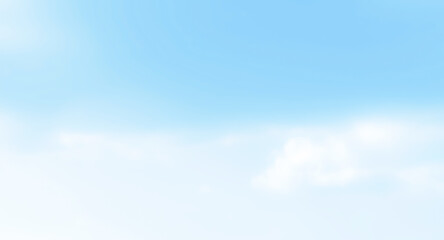 Blue sky with white fluffy cloud. Cloudscape cumulus summer soft light sky. Beautiful nature morning. Freedom of life concept.
