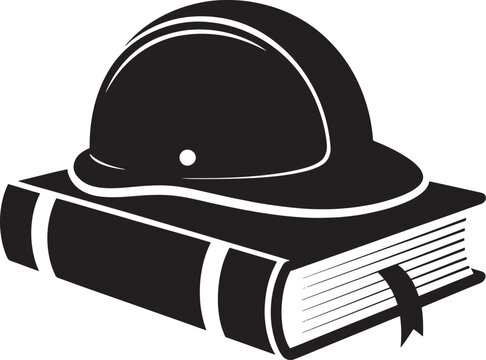 Hard Hat on Book Vector Illustration Symbolizing Construction Education and Safety Knowledge Resources