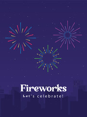 2026 New Year Celebration with Fireworks Vector