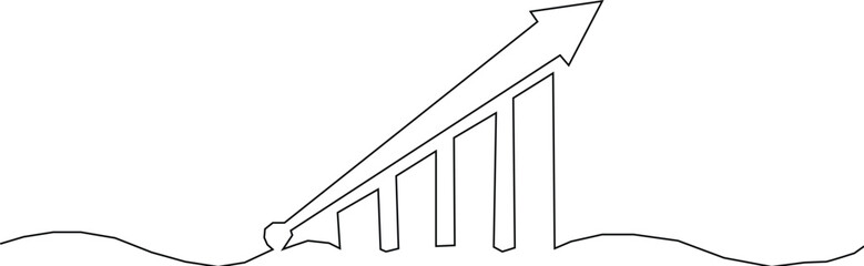 Continuous one single line drawing Productivity bar chart with gear icon vector illustration concept, Editable Stroke.