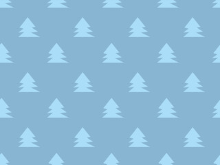 Blue firs. Winter season. Christmas tree. Traditional.  Seamless vector pattern for design and decoration 