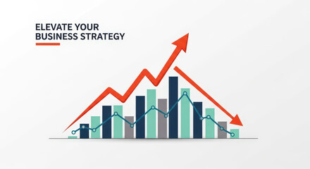 Elevate Your Business Strategy A Dynamic Graph with Rising and Falling Trends Against a Clean White Background for Strategic Planning Concepts