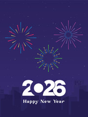 2026 New Year Celebration with Fireworks Vector 