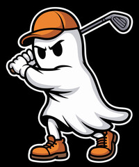 Golf Lover Halloween Ghost Playing Golf Funny Party