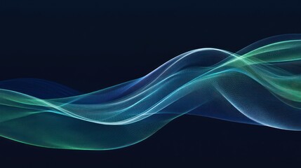 Abstract flowing lines of teal and emerald green on a dark background
