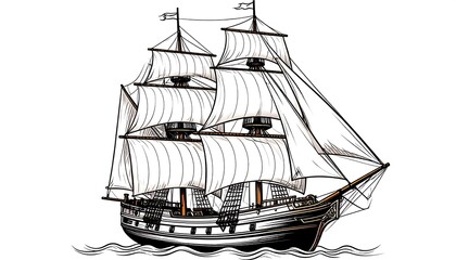 Vintage sailing ship illustration