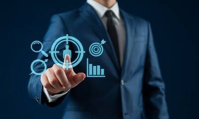 Business leader connecting with target audience through digital marketing analytics and innovative strategy