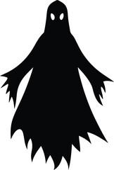 black silhouette ghost sheet on white background.eps
