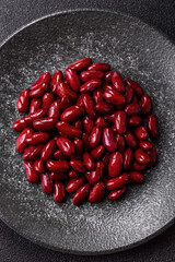 Red beans canned as an ingredient for cooking healthy or vegetarian food. Canned beans