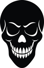 Fototapeta premium black silhouette grinning skull on white backgroun.eps