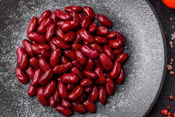Red beans canned as an ingredient for cooking healthy or vegetarian food. Canned beans
