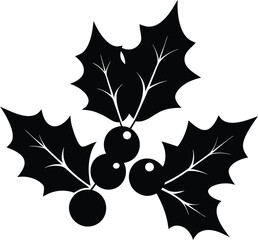 black silhouette holly berries on white background.eps