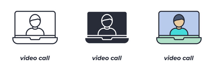 video call icon. Line, solid and filled outline colorful version, outline and filled vector sign. Idea Symbol, logo illustration. Vector graphics