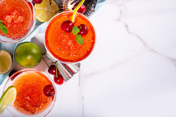 Cherry and lime alcoholic booze cocktail