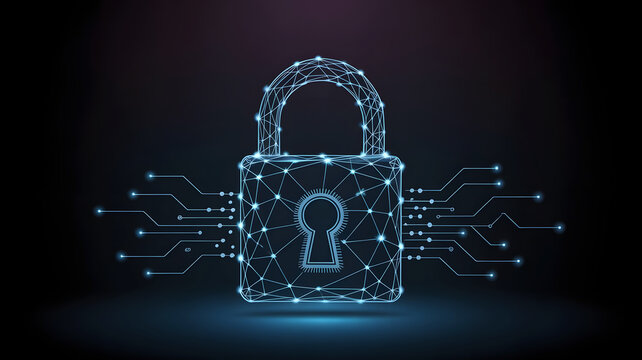 Digital Security and Encryption Abstract Design with a Lock Concept Representing Data Safety in the Internet Age - Powered by Adobe