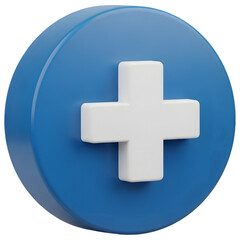 Obraz premium ThreeDimensional Blue Circle with a White Plus Sign in the Center.