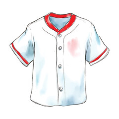 Watercolor Baseball Jersey Vector with Transparent Background in PNG Format for Sports Apparel Designs