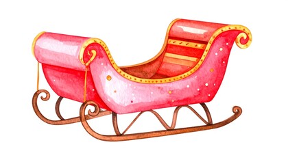 Watercolor Christmas Sleigh