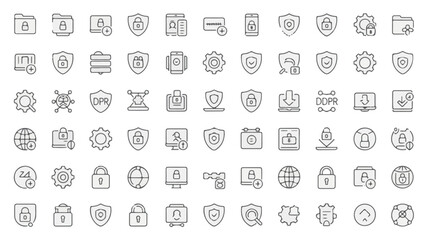 Security privacy digital protection icons vector
