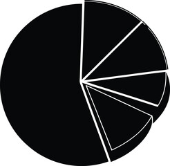 black silhouette pie chart on white background.eps