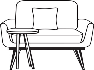 Stylish side table next to sofa in vector format