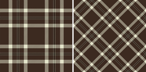 Elegant brown and beige plaid patterns, perfect for textile design, apparel, or website backgrounds.  Two distinct styles offer versatile options for creating cozy and sophisticated visuals.