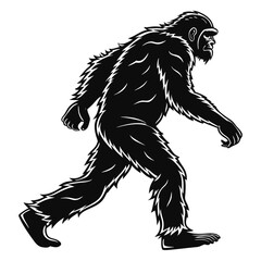 Fototapeta premium Bigfoot walking silhouette isolated on white background