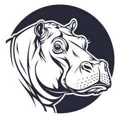 Obraz premium Stylized hippopotamus head silhouette isolated on white background